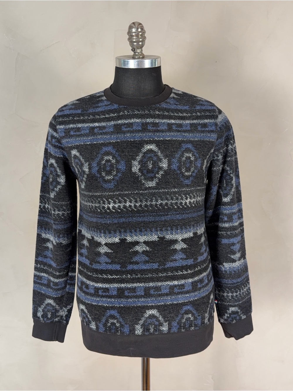 Sol Angeles Men’s Medium Geometric Crewneck Sweatshirt Black Blue Gray